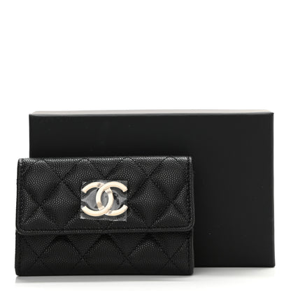 Chanel Caviar Quilted CC Racing Flag Flap Card Holder Black 9 of 9