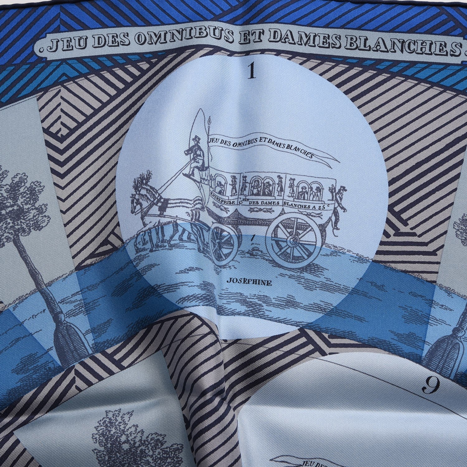 Hermes Silk Jeu Des Omnibus Remix Scarf 90 Cobalt Ciel Gris 5 of 8