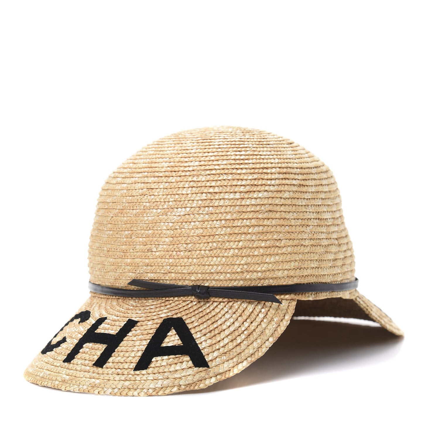 Straw Lambskin Logo Cap S Beige Black