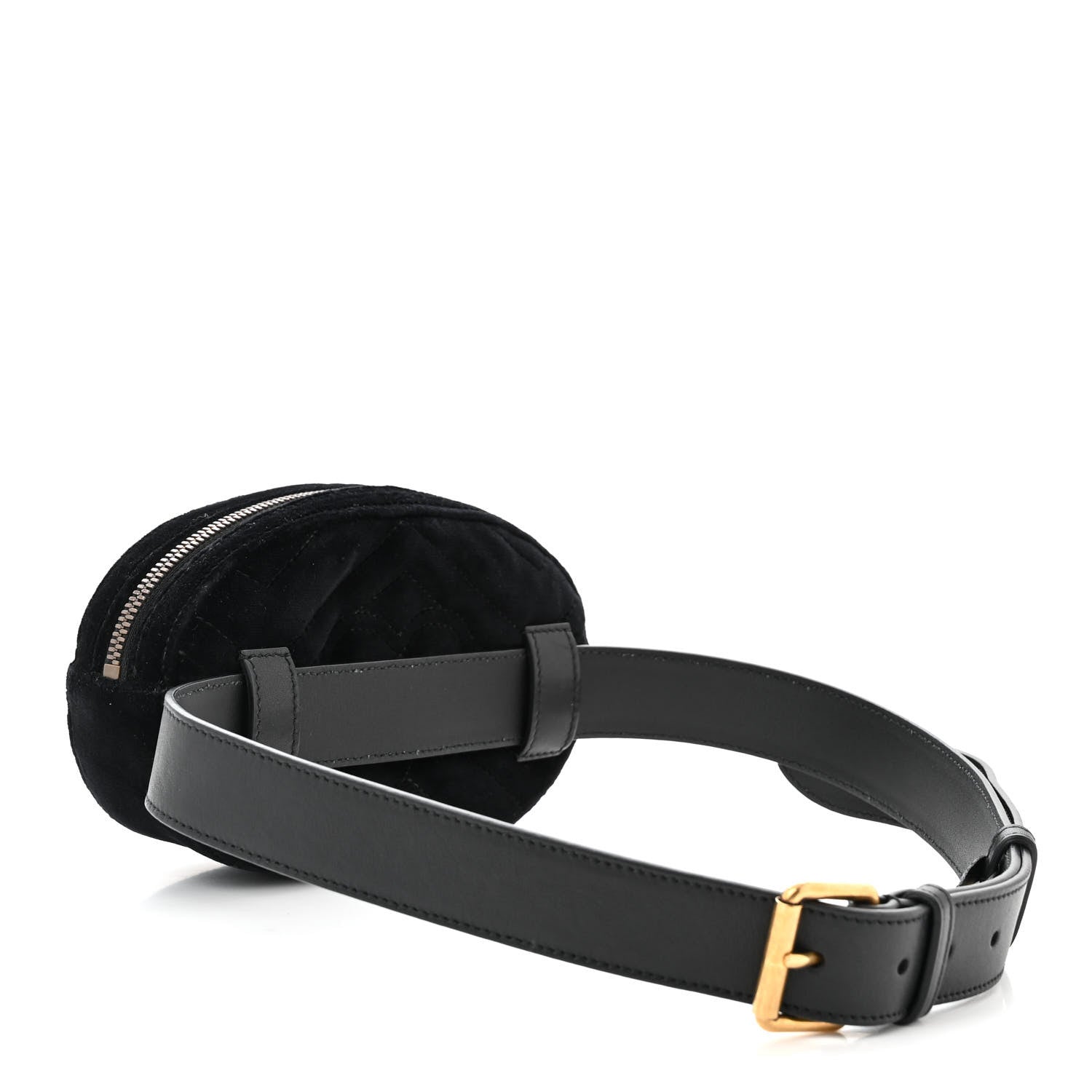 Gucci Velvet Matelasse GG Marmont Belt Bag 85 34 Black 3 of 10