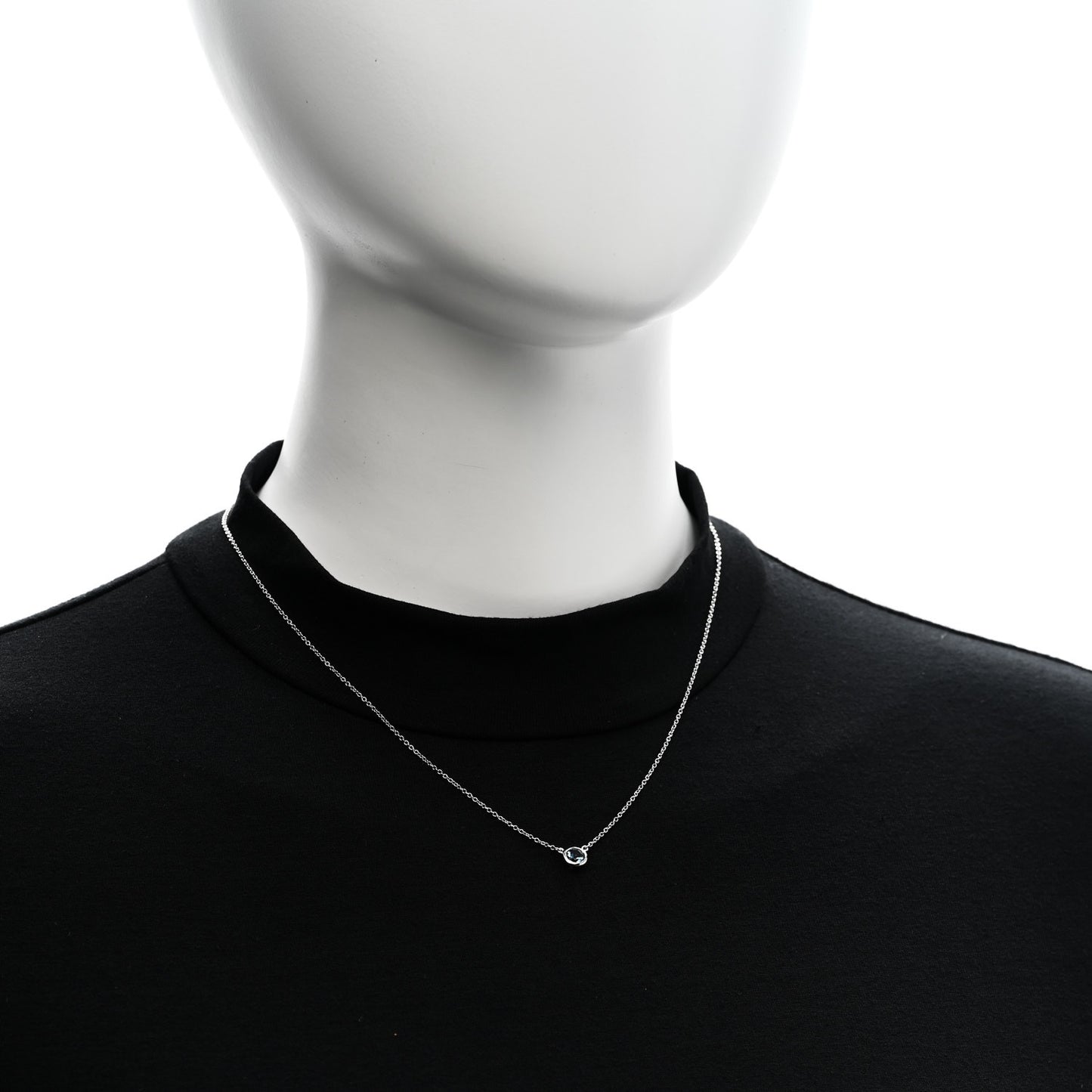 Platinum Aquamarine Elsa Peretti Color by the Yard Pendant Necklace