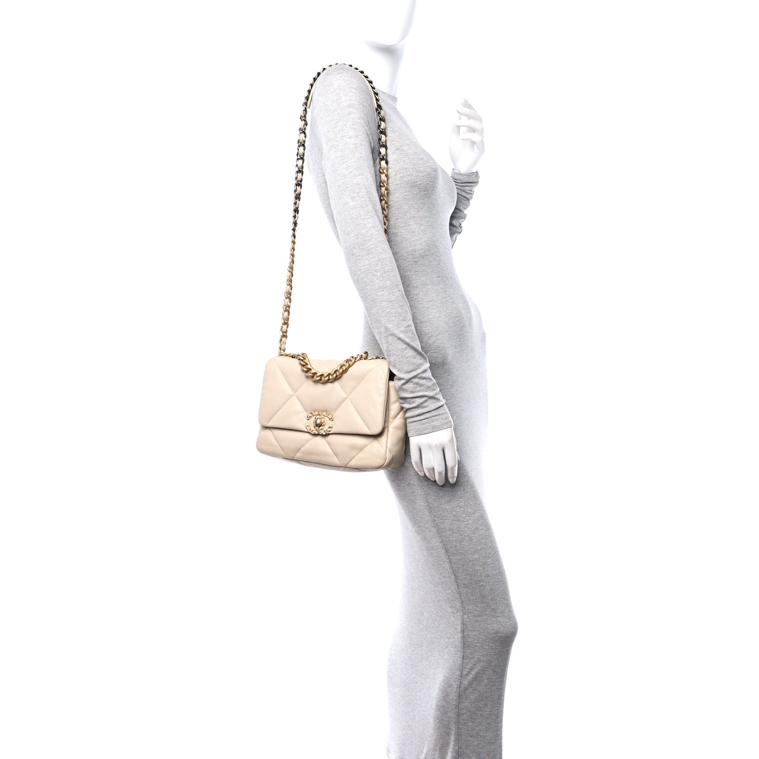 Chanel Lambskin Quilted Medium Chanel 19 Flap Beige 2 of 11