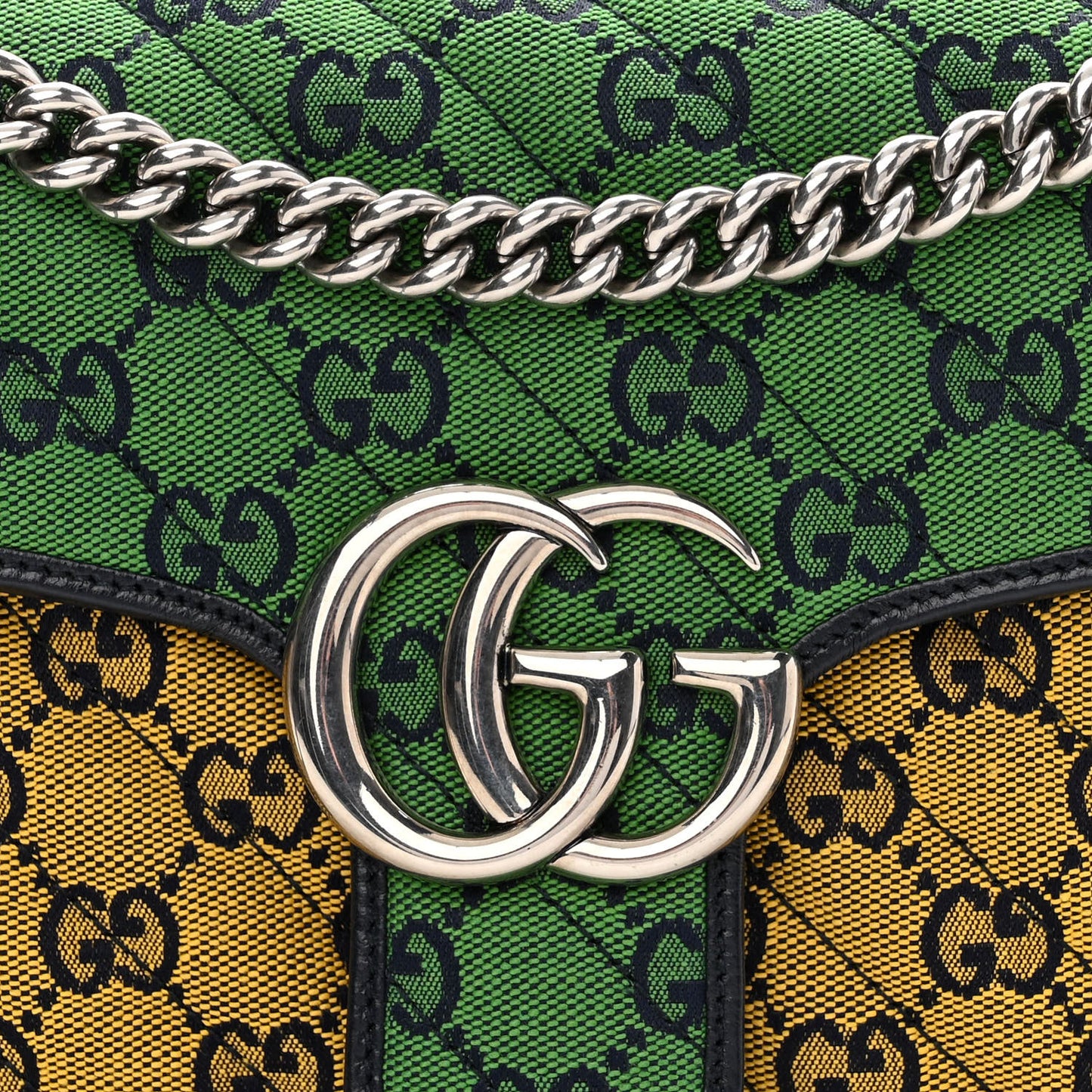 Monogram Multicolor Matelasse Diagonal Small GG Marmont Shoulder Bag Green Blue Yellow Light Blue Pink