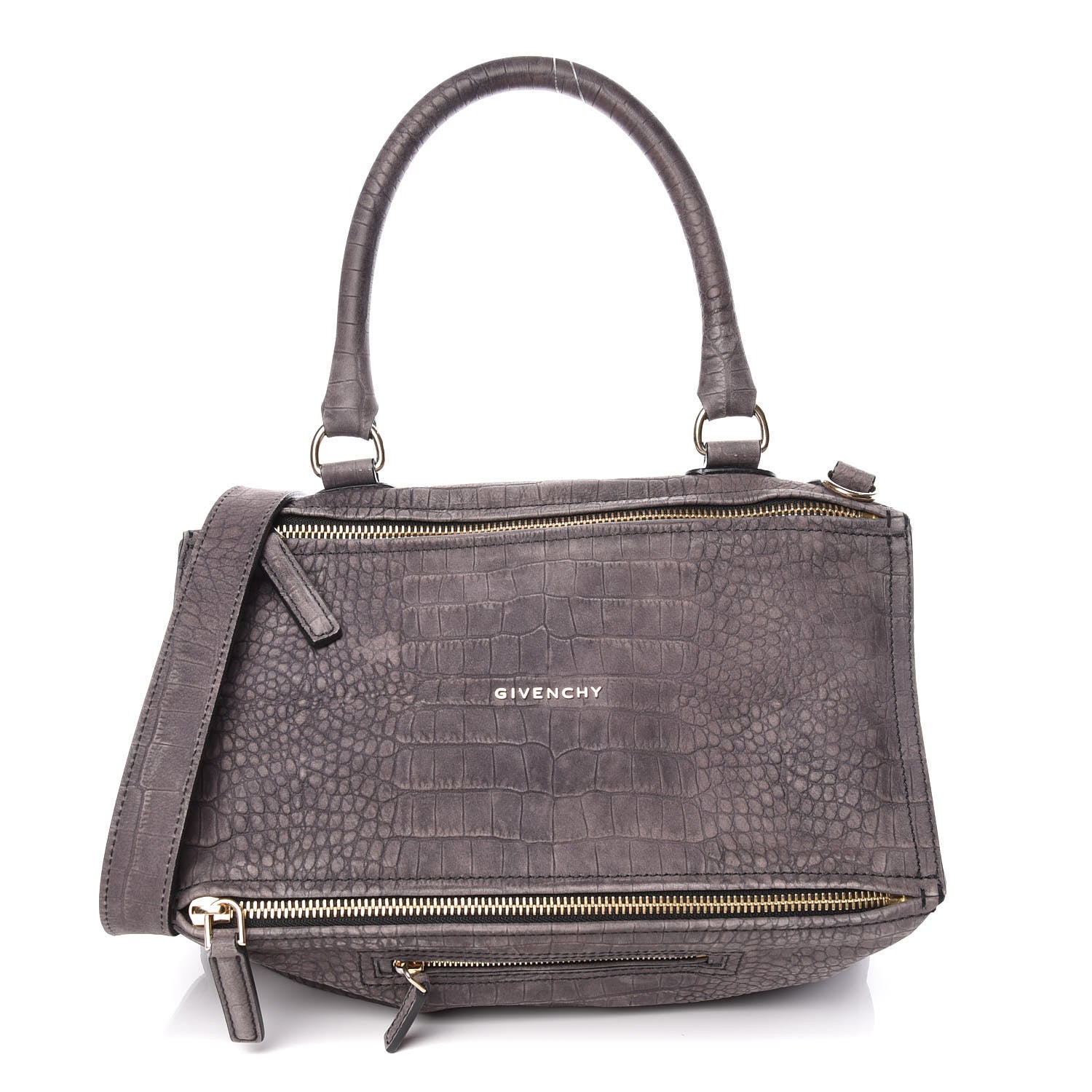 Givenchy Nubuck Crocodile Embossed Medium Pandora Grey 1 of 9