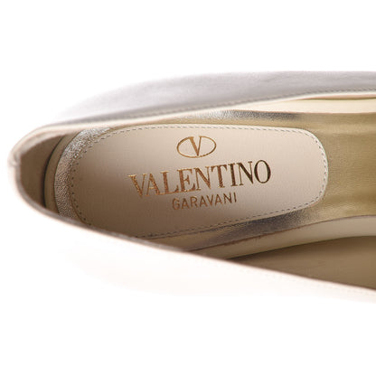 Valentino Garavani Calfskin Rockstud Uptown Fringe Loafer 90 Pumps 38.5 Light Ivory 7 of 10