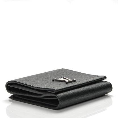 Louis Vuitton Calfskin LockMe II Compact Wallet Black 4 of 6