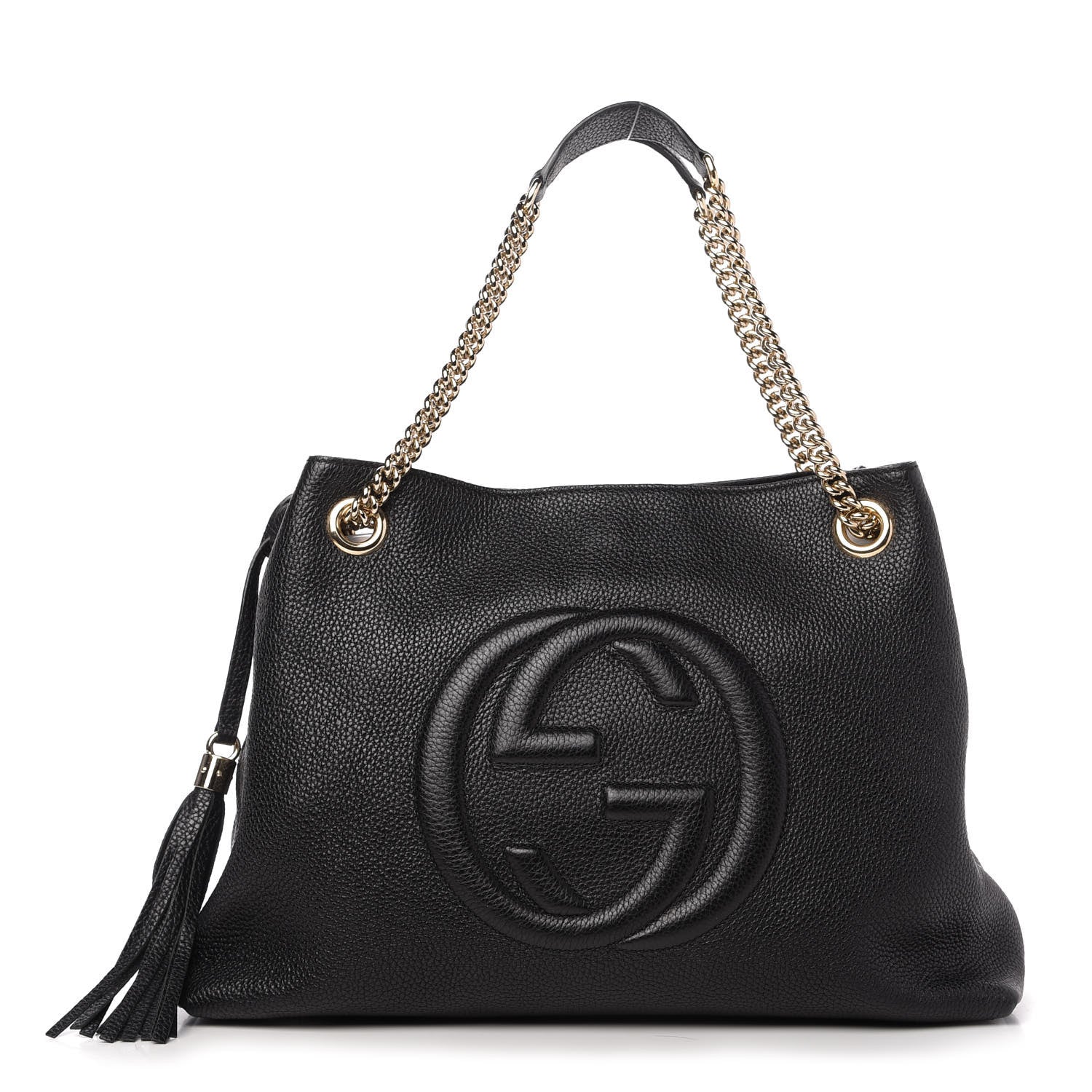 Gucci Pebbled Calfskin Medium Soho Chain Shoulder Bag Black 1 of 10