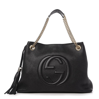 Gucci Pebbled Calfskin Medium Soho Chain Shoulder Bag Black 1 of 10