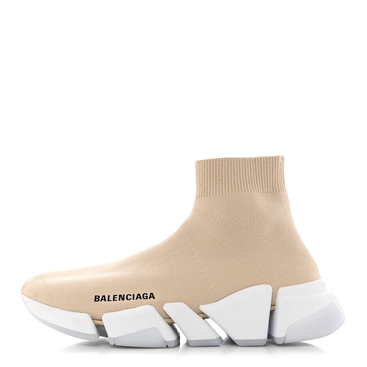Balenciaga Technical 3D Recycled Knit Bi-Color Womens Speed 2.0 Transparent Sole Sneakers 37 Light Beige White 1 of 11