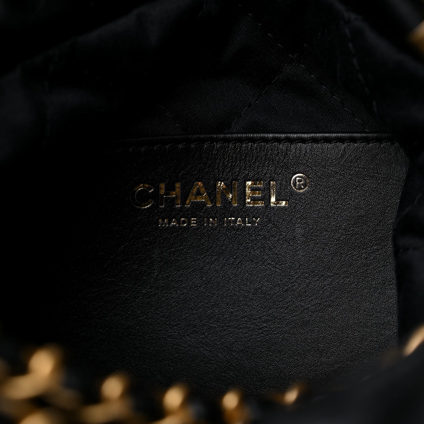 Shiny Calfskin Quilted Mini Chanel 22 Black