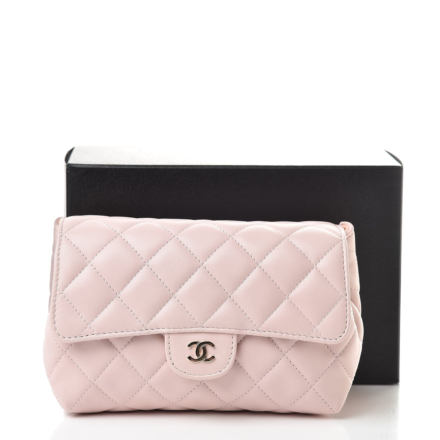 Chanel Lambskin Quilted Flap Cosmetic Case Rose Clair 11 of 11