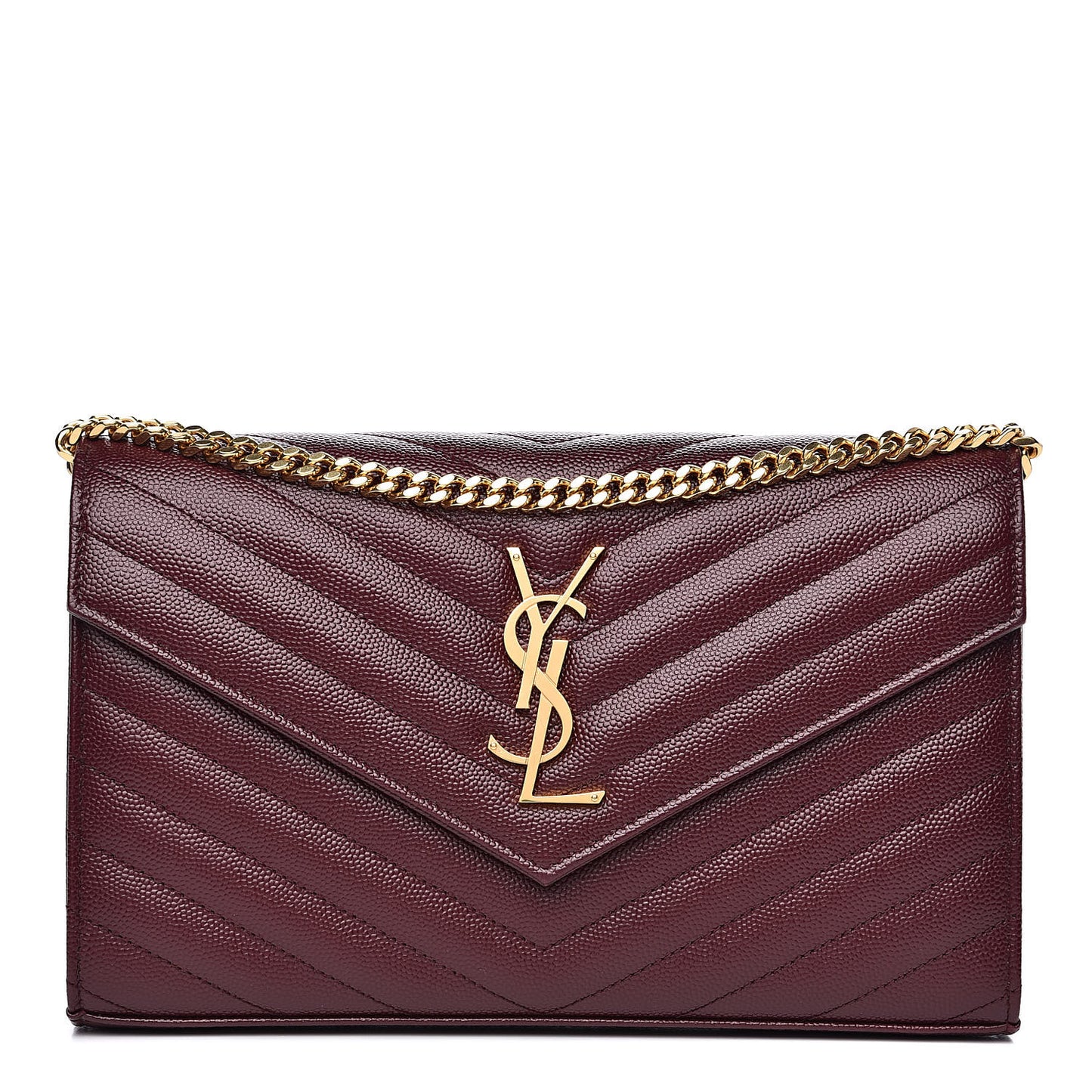 Grain De Poudre Matelasse Chevron Monogram Chain Wallet Rouge Legion