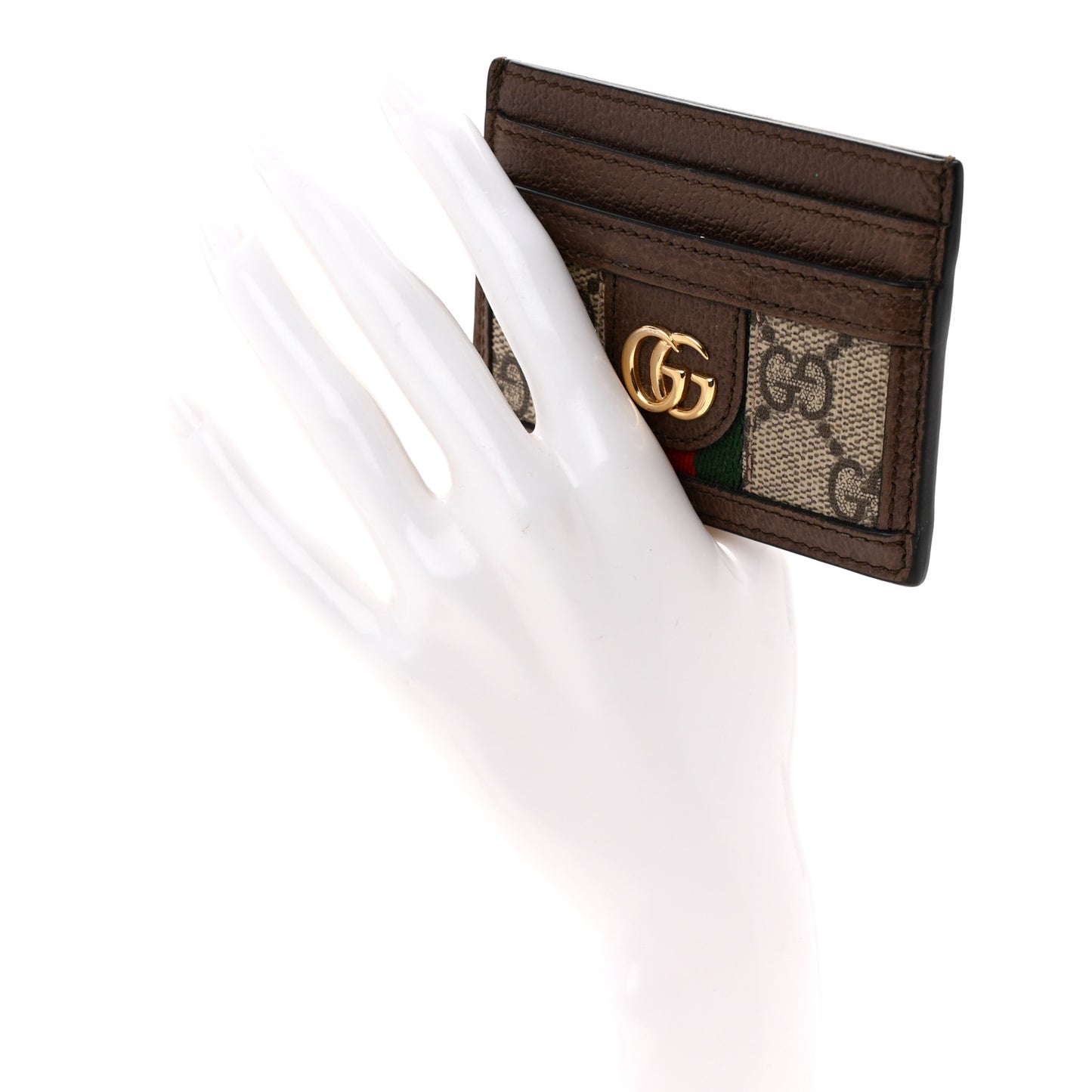 GG Supreme Monogram Ophidia Card Holder Brown