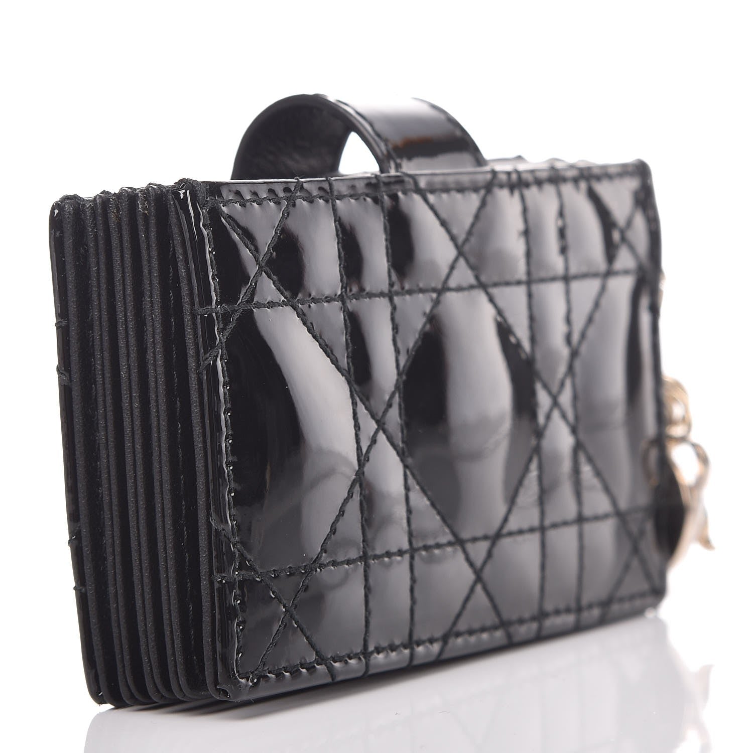 Christian Dior Patent Cannage Lady Dior 5-Gusset Card Holder Black 3 of 7