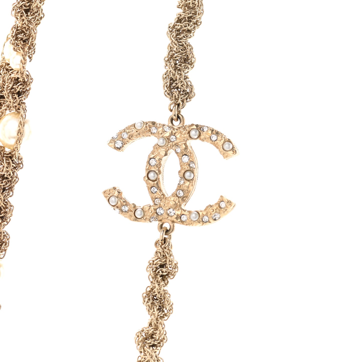 Pearl CC Chain Multi Strand Necklace Gold