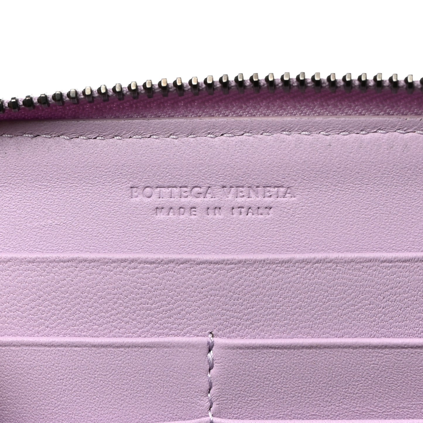 Nappa Intrecciato Zip Around Wallet Lilac