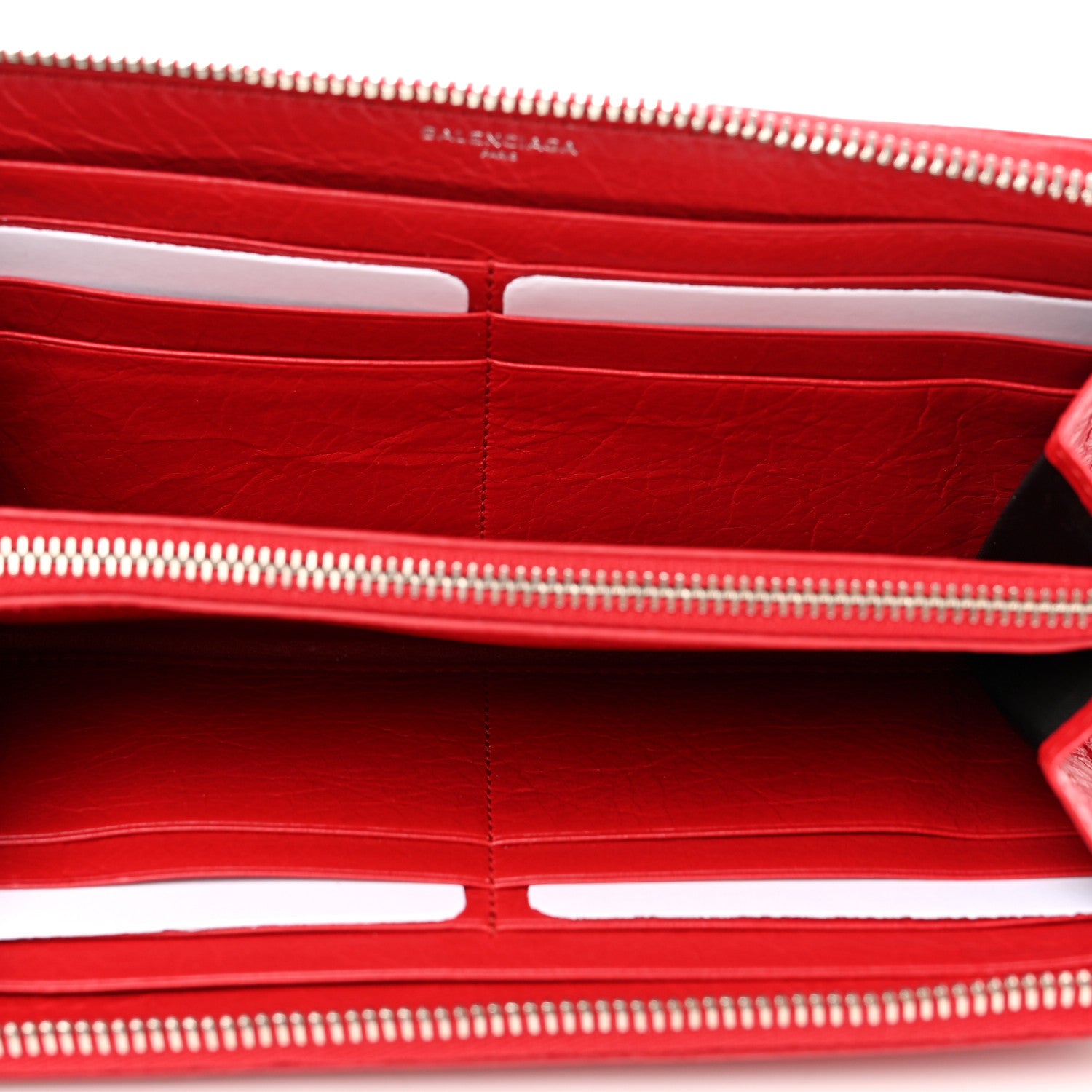 Balenciaga Agneau Continental Zip Around Wallet Cardinal 5 of 9
