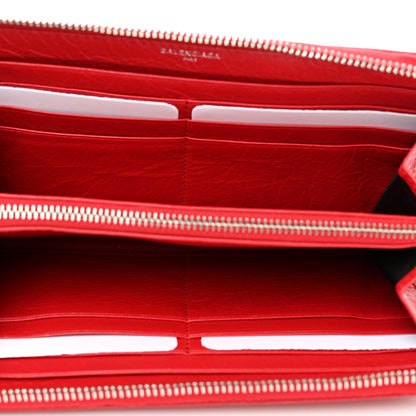 Balenciaga Agneau Continental Zip Around Wallet Cardinal 5 of 9