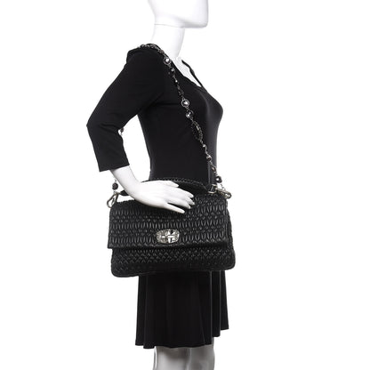 Miu Miu Nappa Matelasse Crystal Flap Clutch Black 2 of 10