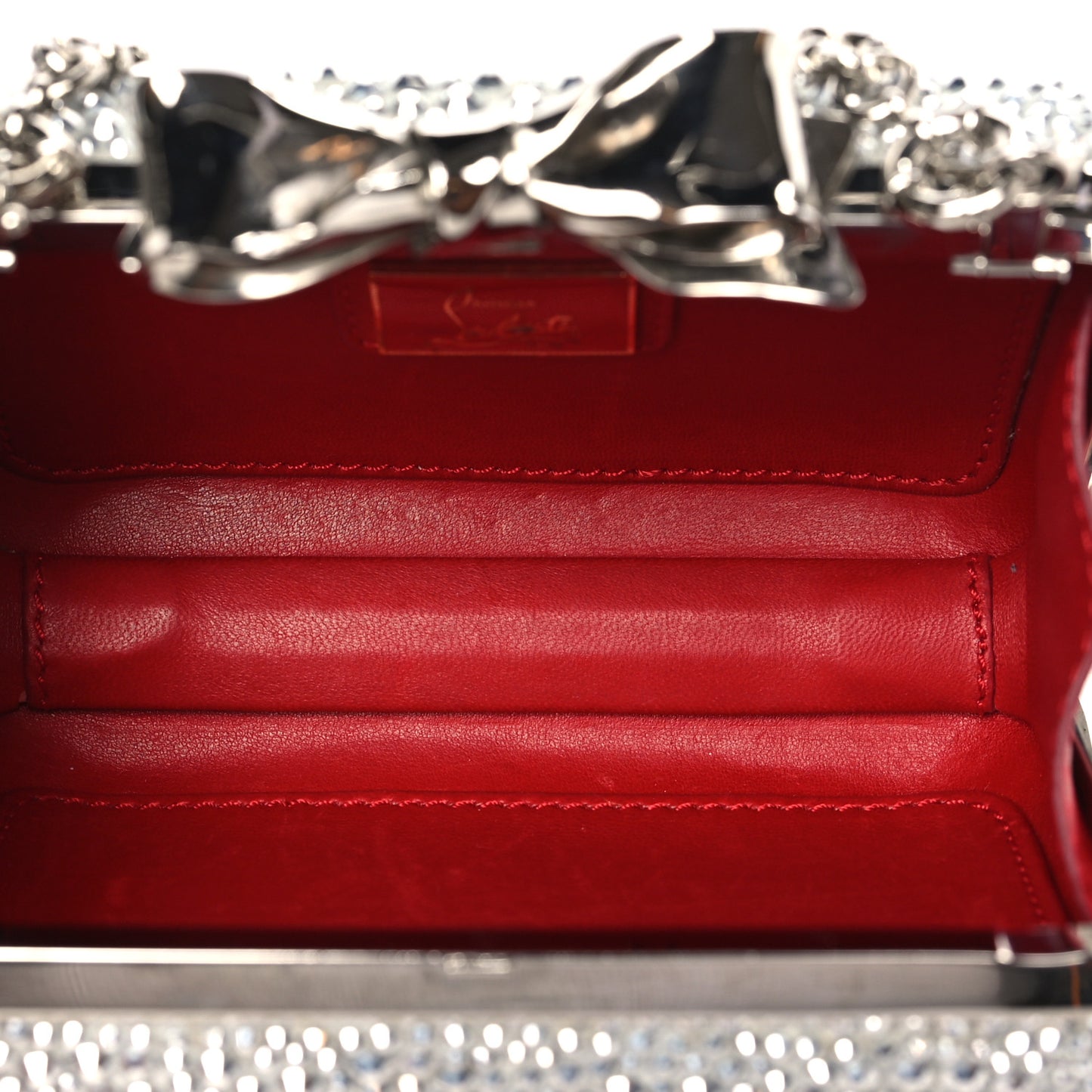 Crystal Strass Fiocco Box Clutch Silver