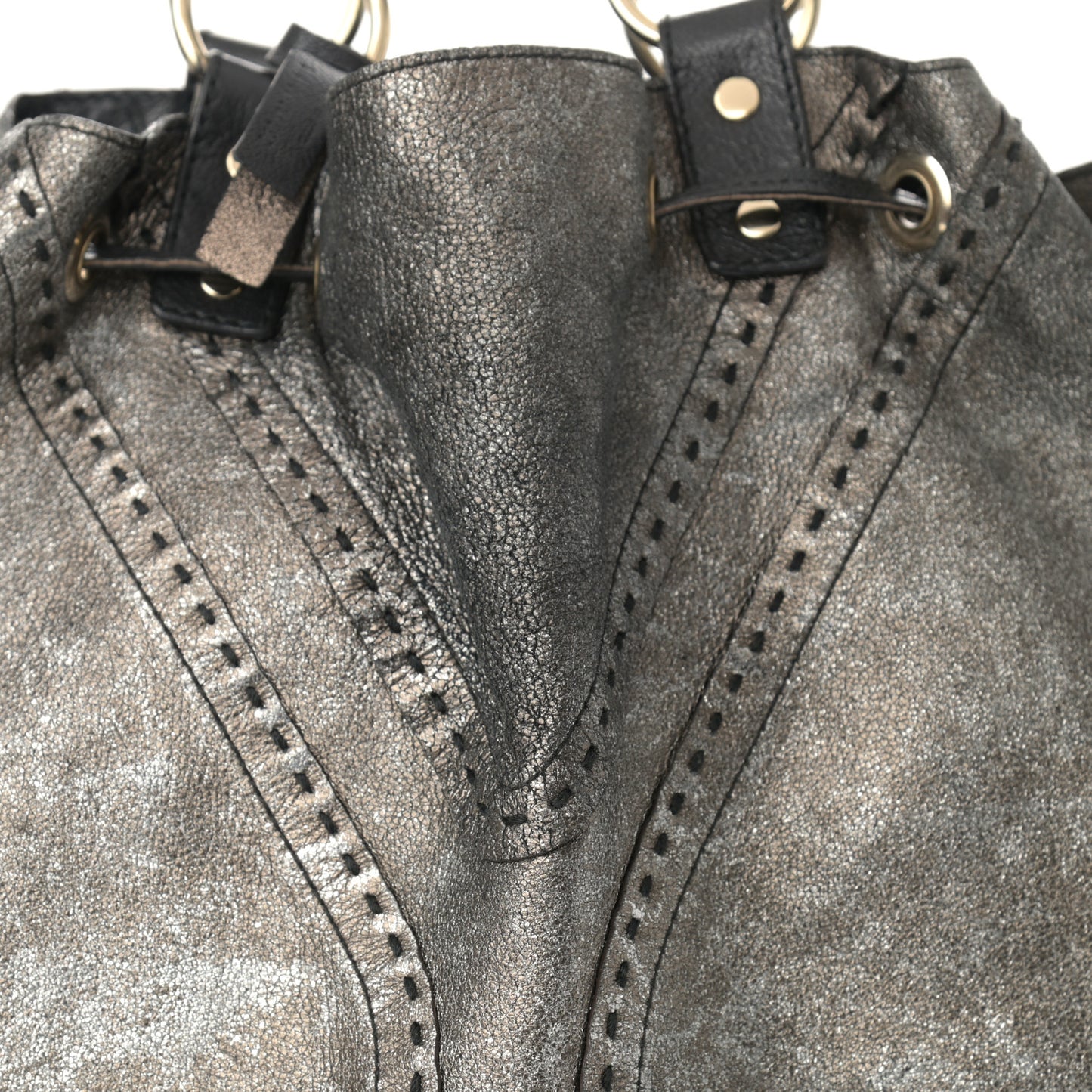 Calfskin Reversible Double Sac Y Tote Gold Black