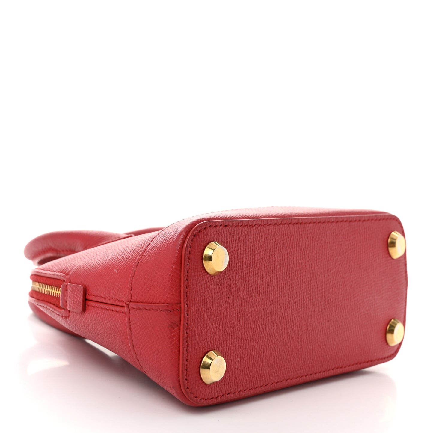 Signature Grained Calfskin Logo XXS Ville Top Handle Bag Rouge Lantern Black