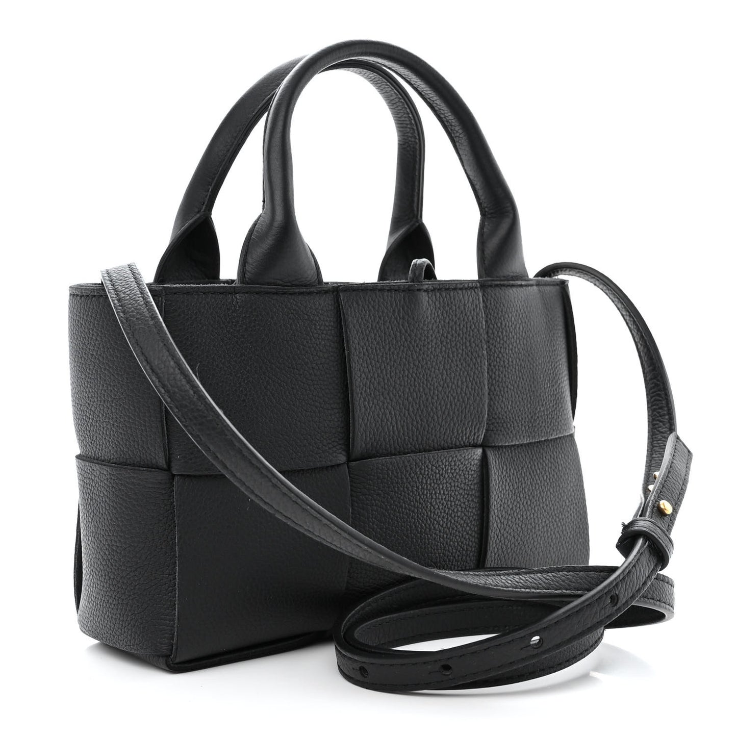 Grained Calfskin Intrecciato Candy Arco Tote Black