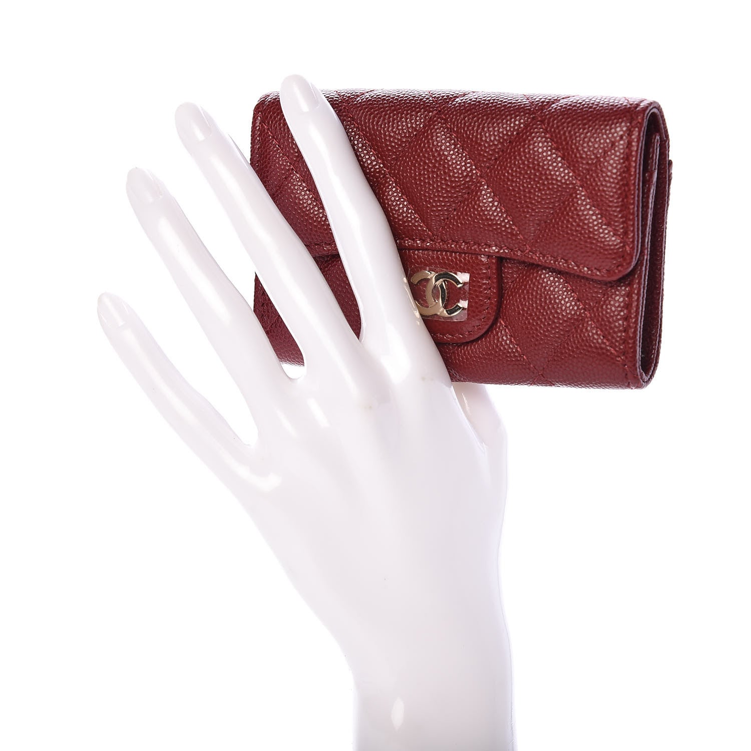 Chanel Iridescent Caviar Quilted Flap Card Holder Wallet Burgundy 2 of 9