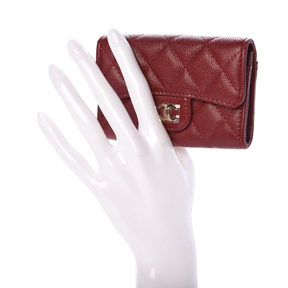 Chanel Iridescent Caviar Quilted Flap Card Holder Wallet Burgundy 2 of 9