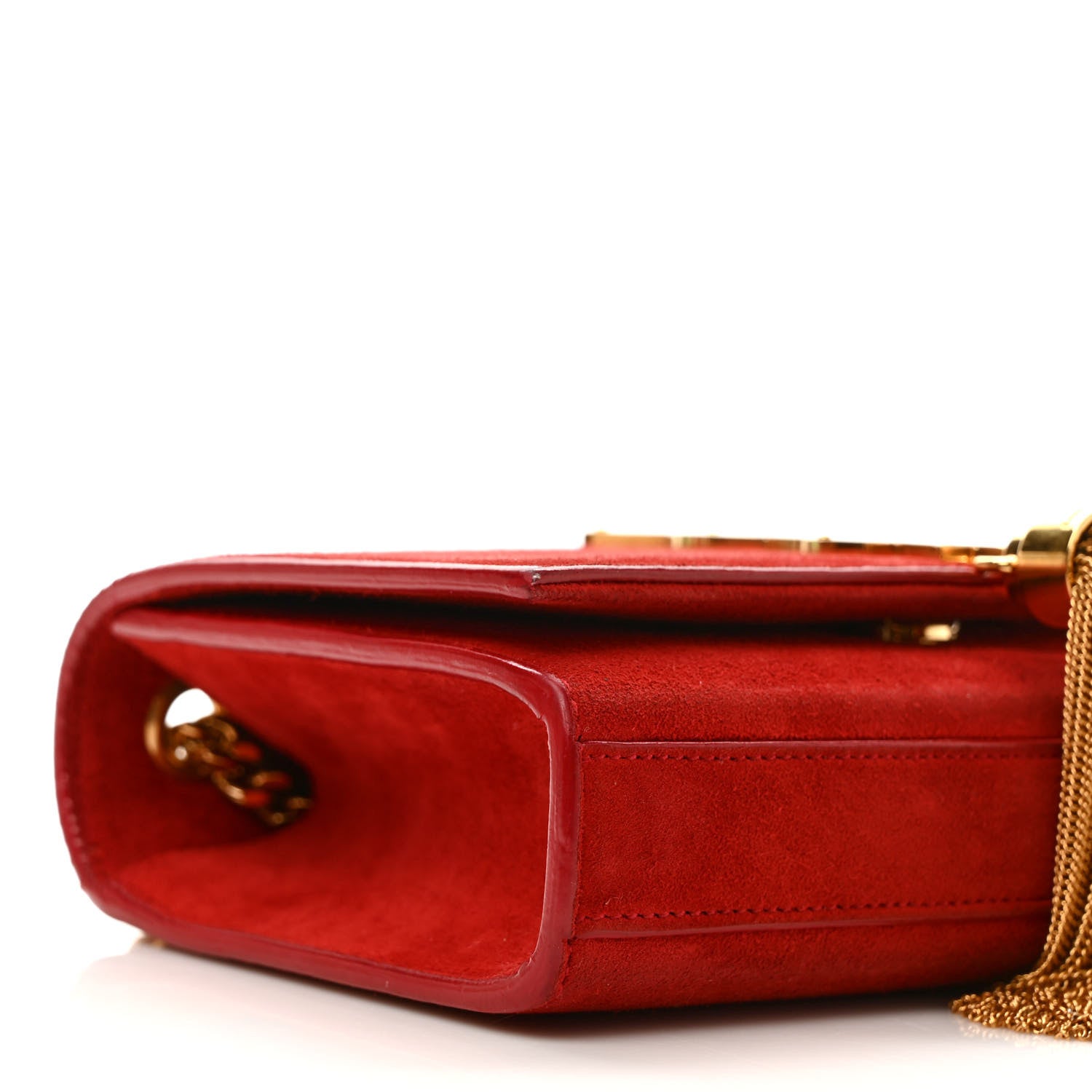 Saint Laurent Suede Small Classic Monogram Kate Tassel Satchel Red 7 of 8