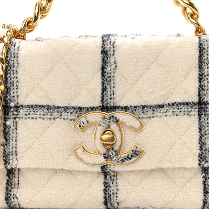 Chanel Wool Tweed Quilted Small Elegant Chain Flap White 8 of 10