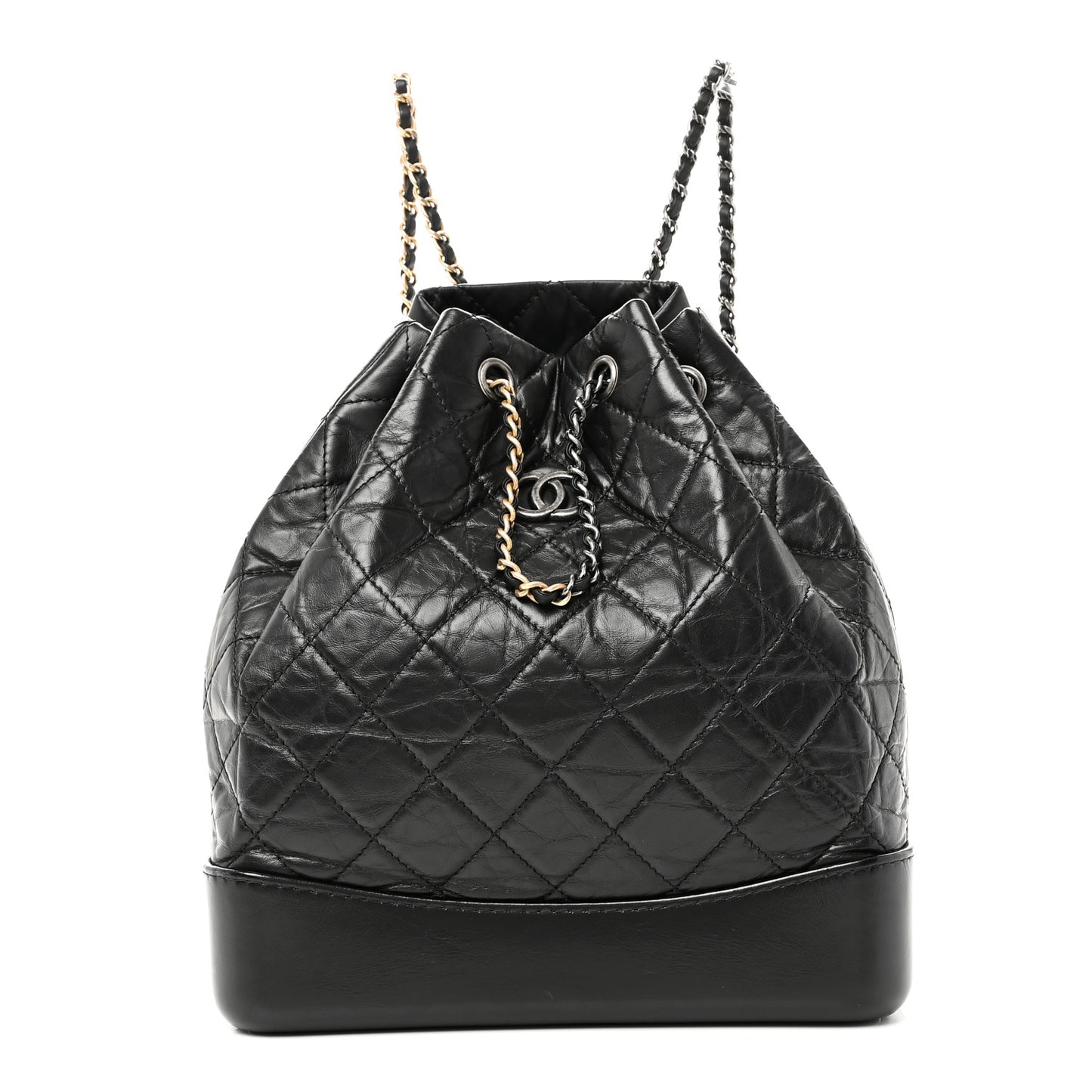 Aged Calfskin Quilted Small Gabrielle Backpack Black