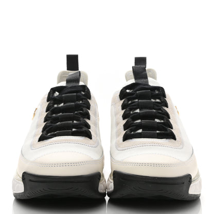 Chanel Velvet Calfskin Mixed Fibers CC Sneakers 38 Ivory Black 2 of 9