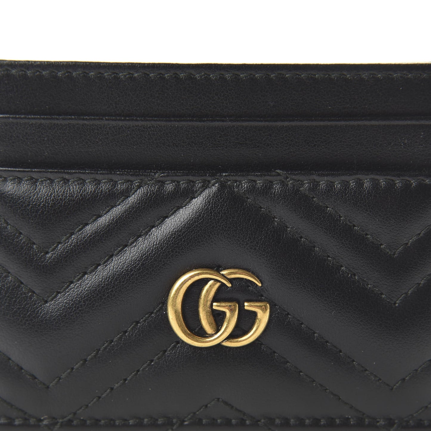 Calfskin Matelasse GG Marmont Card Holder Black