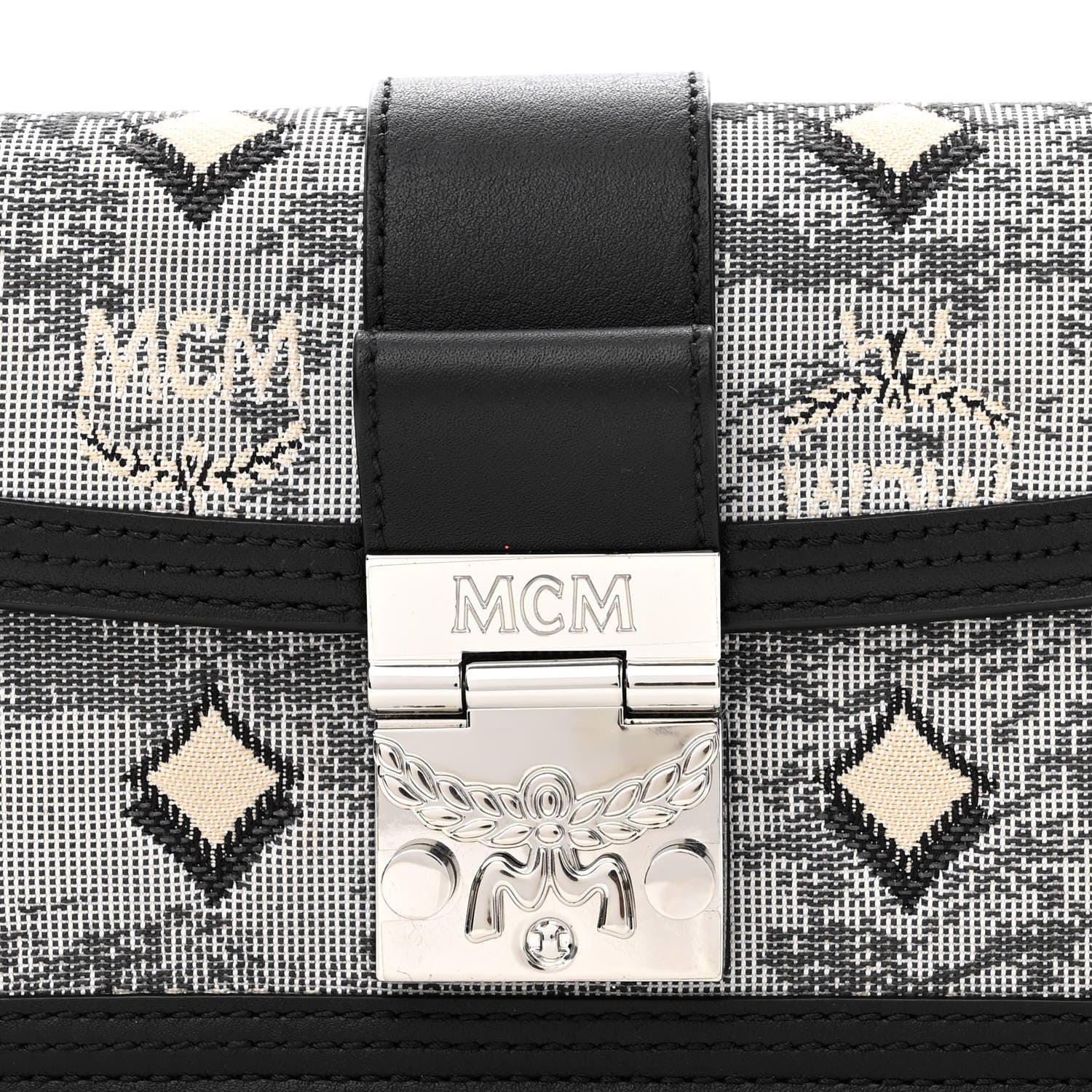 MCM Vintage Jacquard Monogram Mini Tracy Crossbody Black 7 of 11