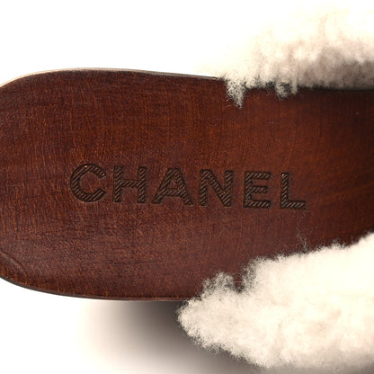 Chanel Suede Shearling CC Clogs 37 Beige 8 of 8