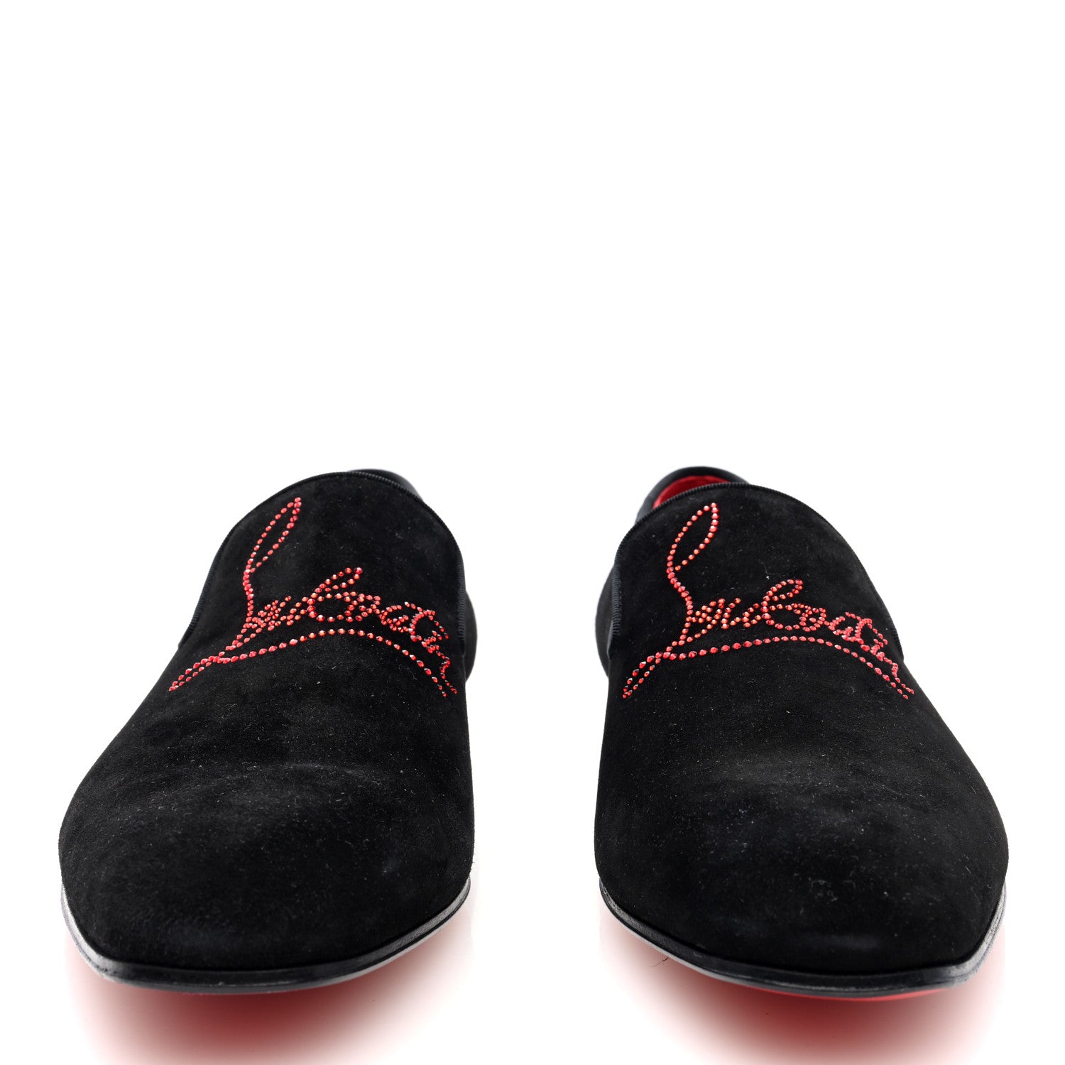Christian Louboutin Velvet Strass Mens Dandelion Flat Loafers 42.5 Black 3 of 8