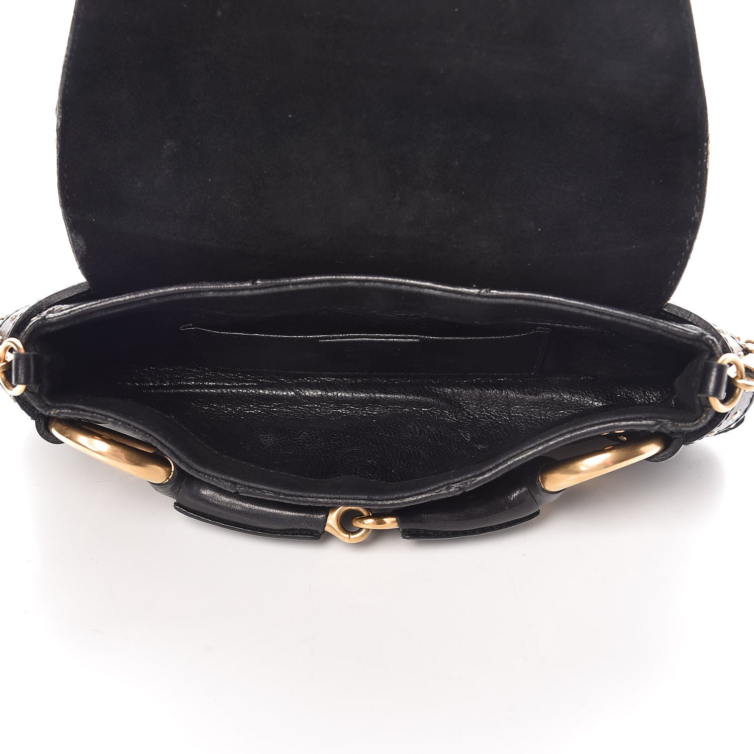 Gucci Suede Studded Horsebit Clutch Bag Black 5 of 24