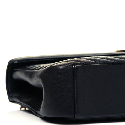 Saint Laurent Sheepskin Matelasse Chevron Monogram Large College Satchel Black 5 of 9