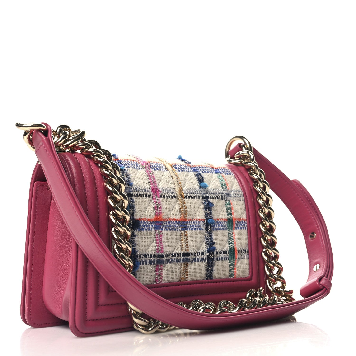 Chanel Lambskin Tweed Quilted Small Boy Flap Dark Pink 3 of 10