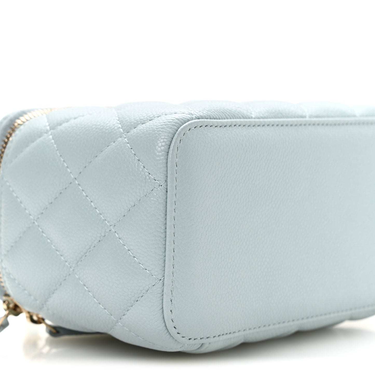 Caviar Quilted Small Tiny CC Vanity Case With Chain Light Blue Light Blue