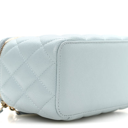 Chanel Caviar Quilted Small Tiny CC Vanity Case With Chain Light Blue Light Blue 10 of 12