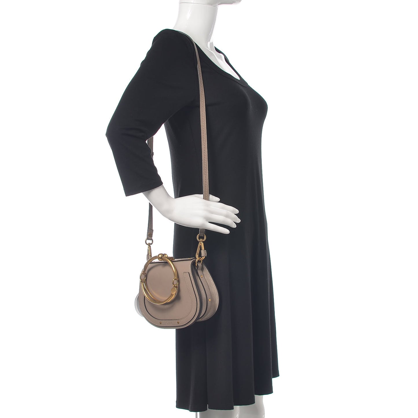 Calfskin Suede Small Nile Bracelet Bag Motty Grey