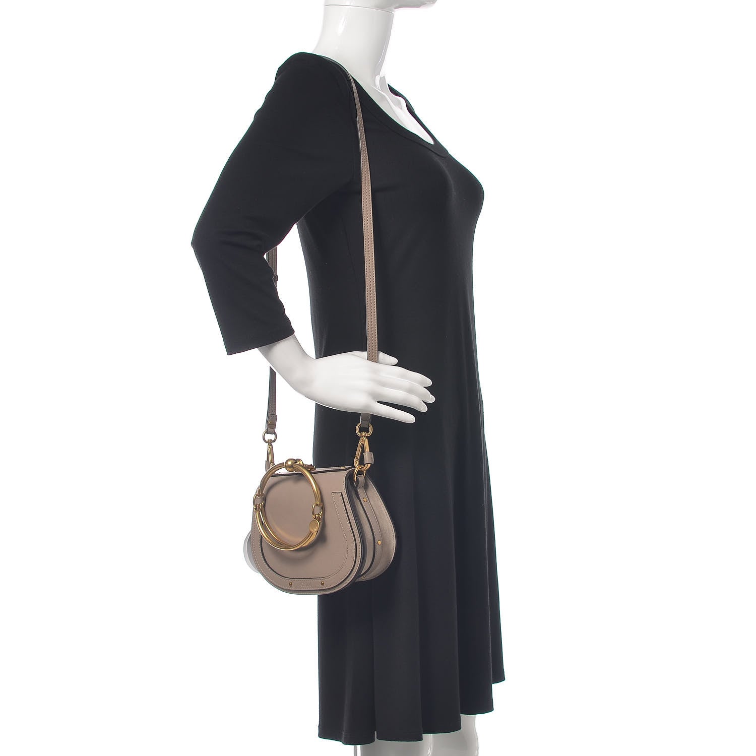 Chloe Calfskin Suede Small Nile Bracelet Bag Motty Grey 2 of 11