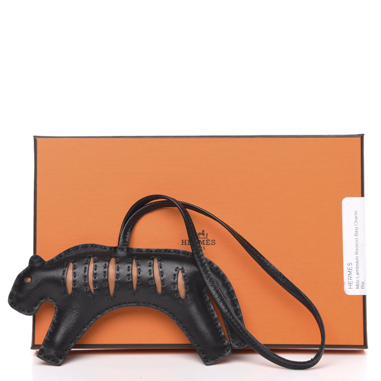 Milo Lambskin Rooroo Bag Charm Black Gold