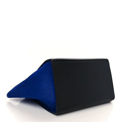 Celine Pony Hair Smooth Calfskin Tri-Color Medium Trapeze Cobalt 4 of 6