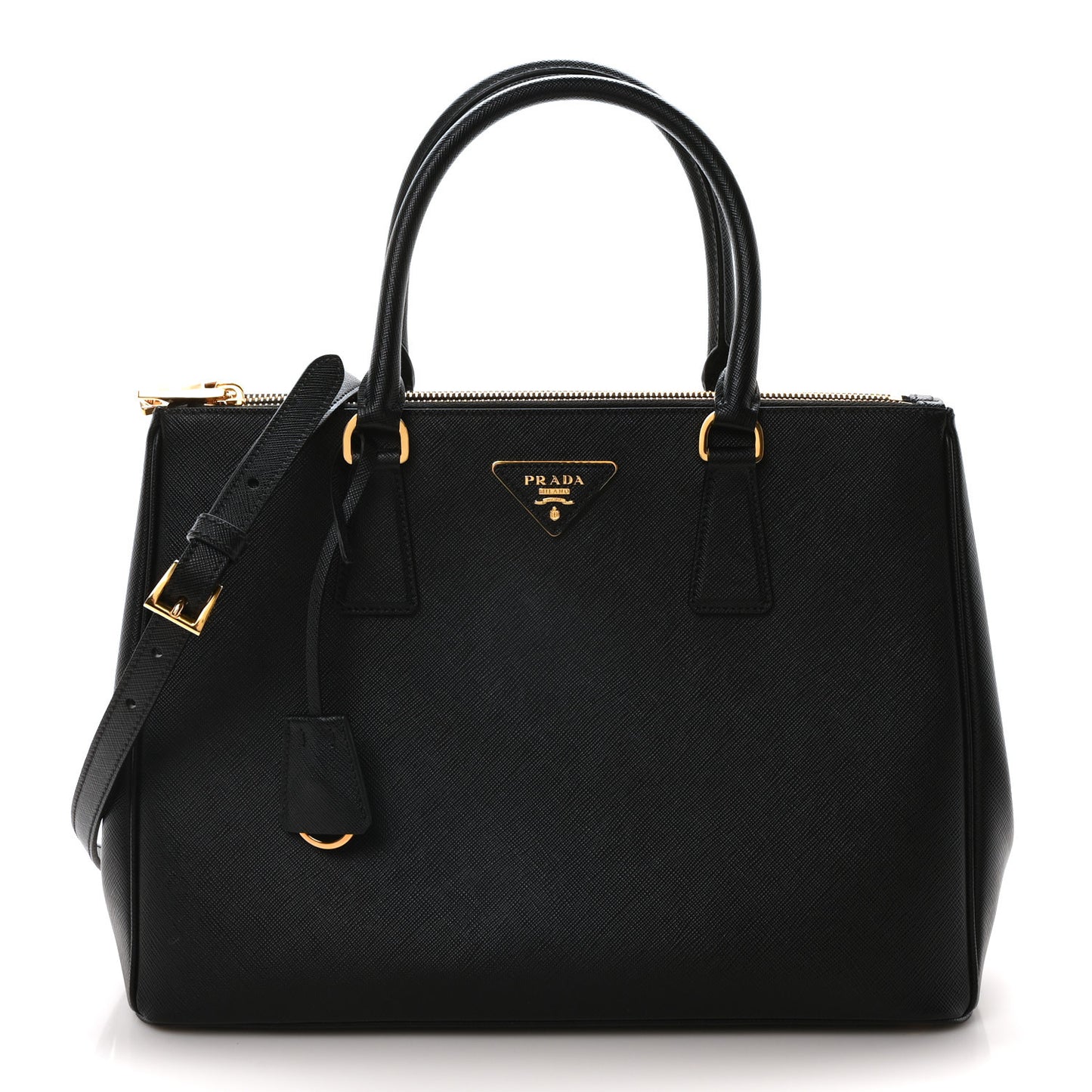 Saffiano Lux Large Galleria Double Zip Tote Black