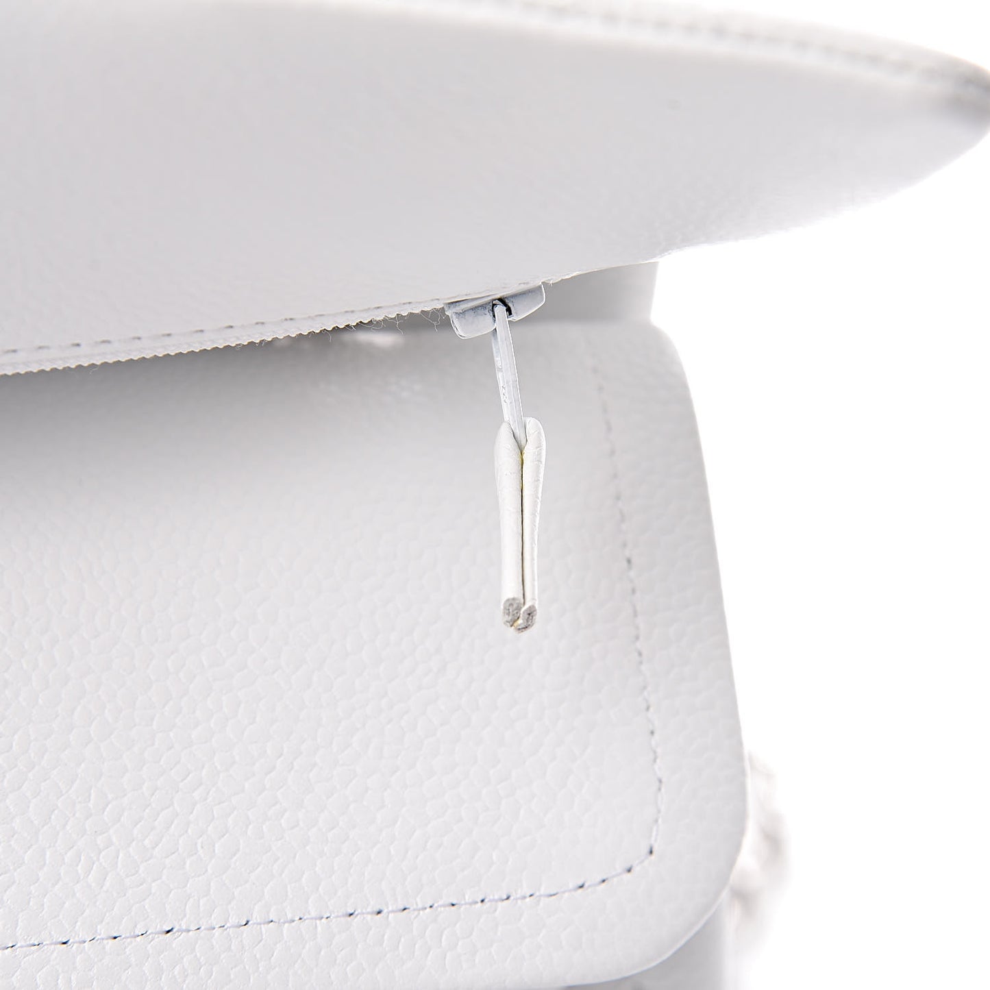 Caviar Quilted Medium Double Flap White