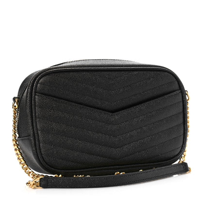 Saint Laurent Grain De Poudre Matelasse Monogram Mini Lou Camera Bag Black 3 of 9