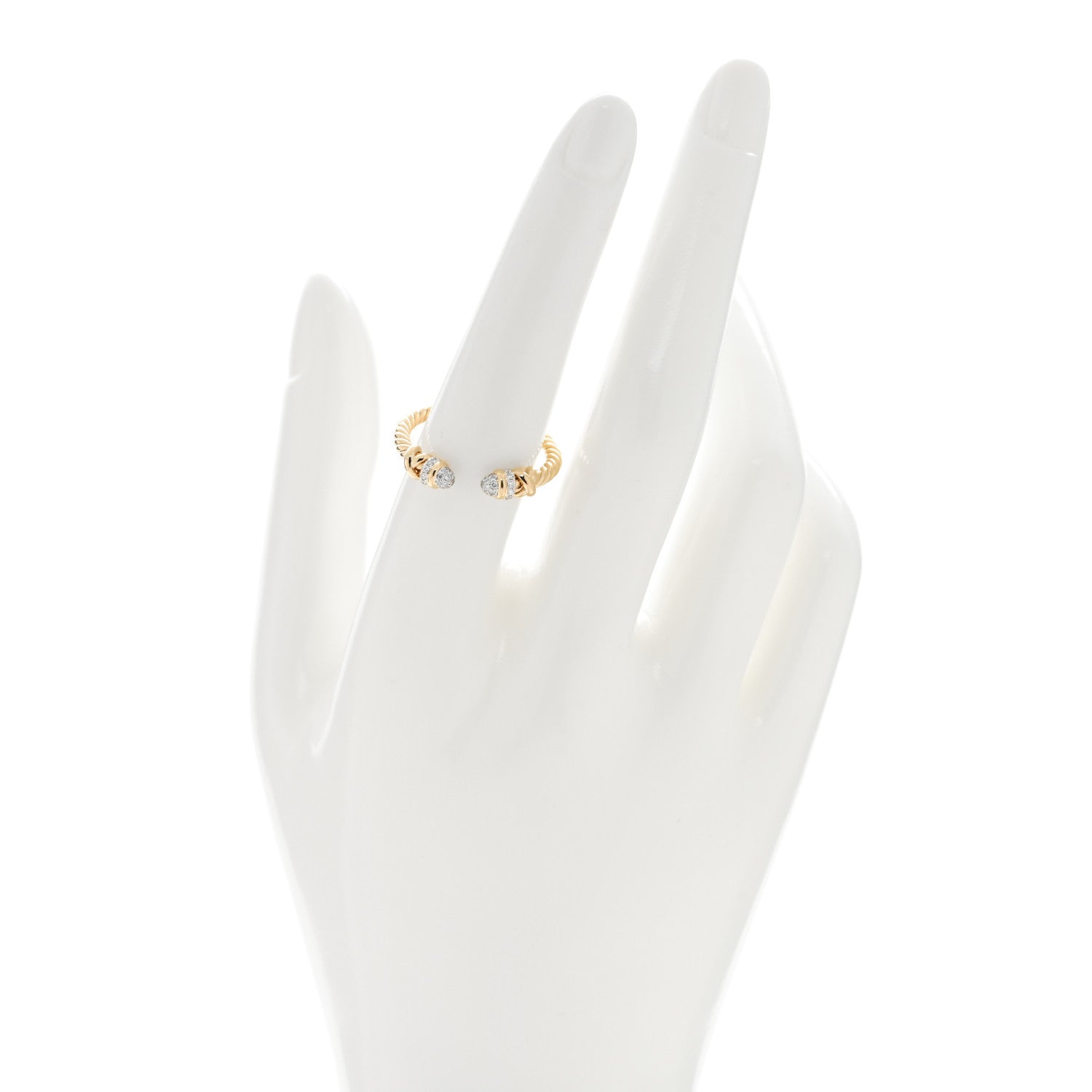 David Yurman 18K Yellow Diamond Petite Helena Open Ring 55 7.25 2 of 4